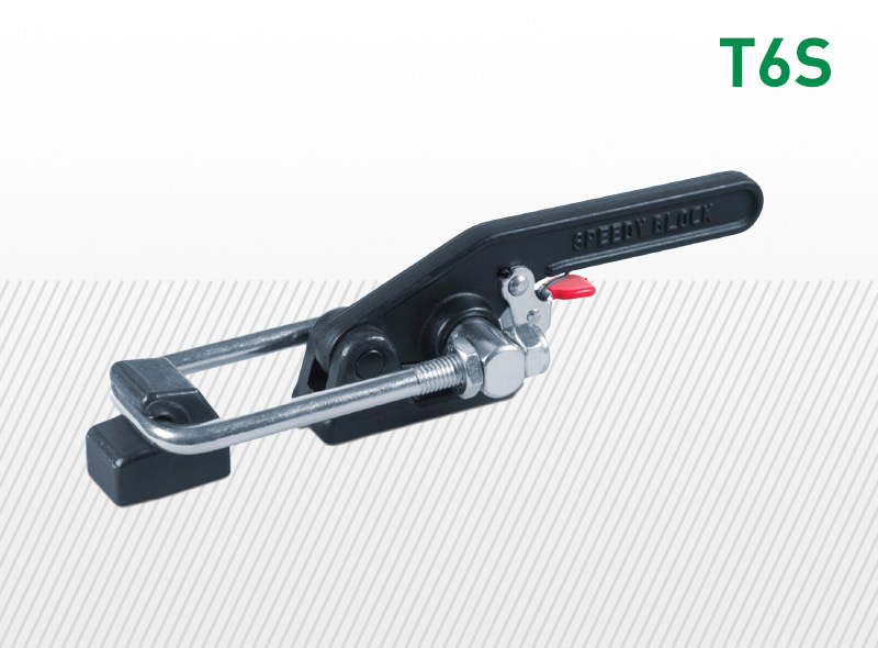 Pákové preklápacie zámky typu T6S/T6SX a T6S0/T6S0X s vysokým mechanickým zaťažením so zvárateľným hákom, s montážnou konzolou, poistnou pákou, s úzkym podstavcom